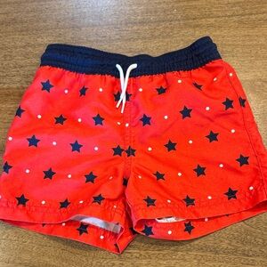 Janie & Jack 2T Boys Red Star-Patterned Swim Shorts